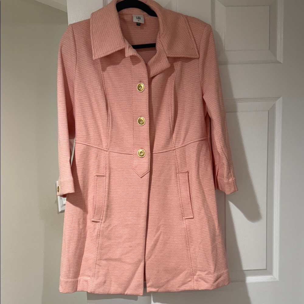CAbi Pink Trench Coat with Gold Buttons
